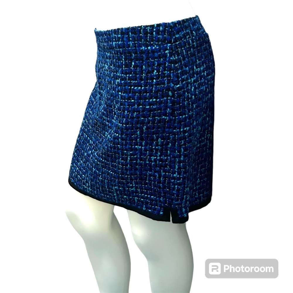 J. Crew Factory Bright Blue & Black Woven Tweed Mini Skirt - Size 6 - Picture 4 of 9
